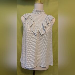 Polka Dot Ruffle Sleeveless Top